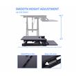 Rocelco Standing Desk Converter w/Dual Monitor Arm 31.5 in w/Tablet Holder Black