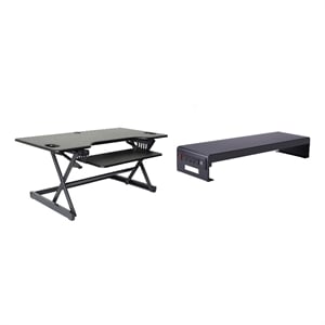 Rocelco 46&quot Adjustable Standing Desk Converter w/Monitor Stand BUNDLE Black