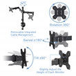 Rocelco 46in Adjustable Standing Desk Converter Double Monitor Arm BUNDLE Black