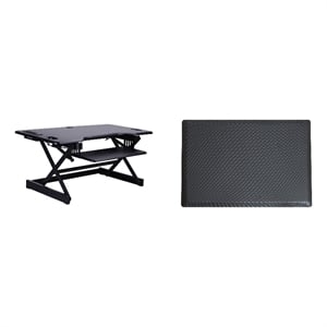 Rocelco 46in Adjustable Standing Desk Converter Anti Fatigue Mat BUNDLE Black
