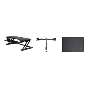 Rocelco 37.5&quot Height Adj Desk Converter with Dual Monitor Mount and Mat