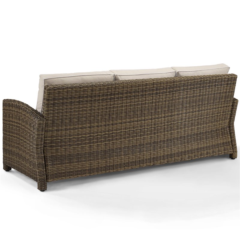 Afuera Living Outdoor Wicker Patio Sofa in Brown and Sand