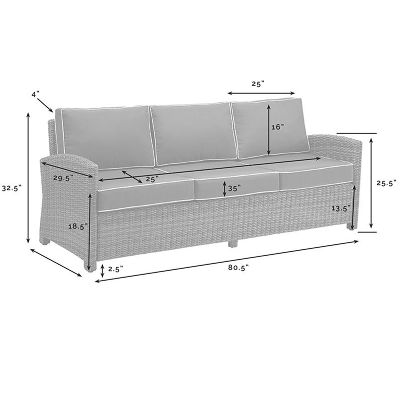 Afuera Living Outdoor Wicker Patio Sofa in Brown and Sand
