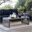 Afuera Living Glass Top Patio Coffee Table in Gray