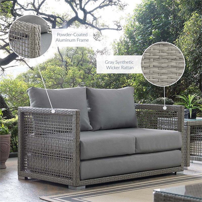 Afuera Living Wicker Patio Loveseat in Gray