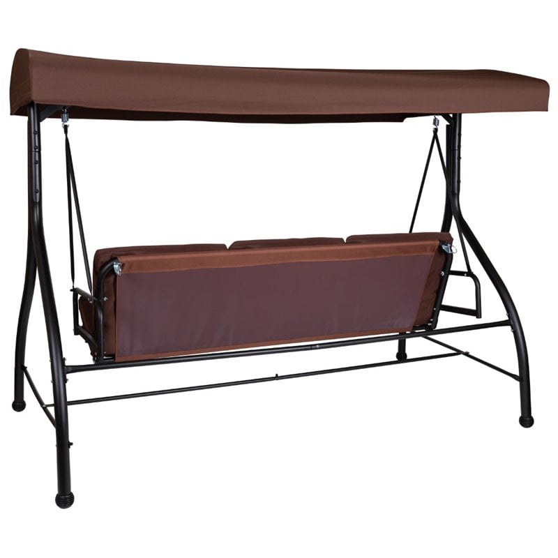 Afuera Living 3 Seat Patio Convertible Patio Swing and Hammock in Brown