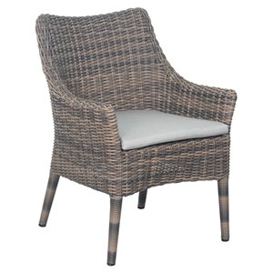 Afuera Living  Modern Wicker 18.5&quot Aluminum Dining Chair in Brown