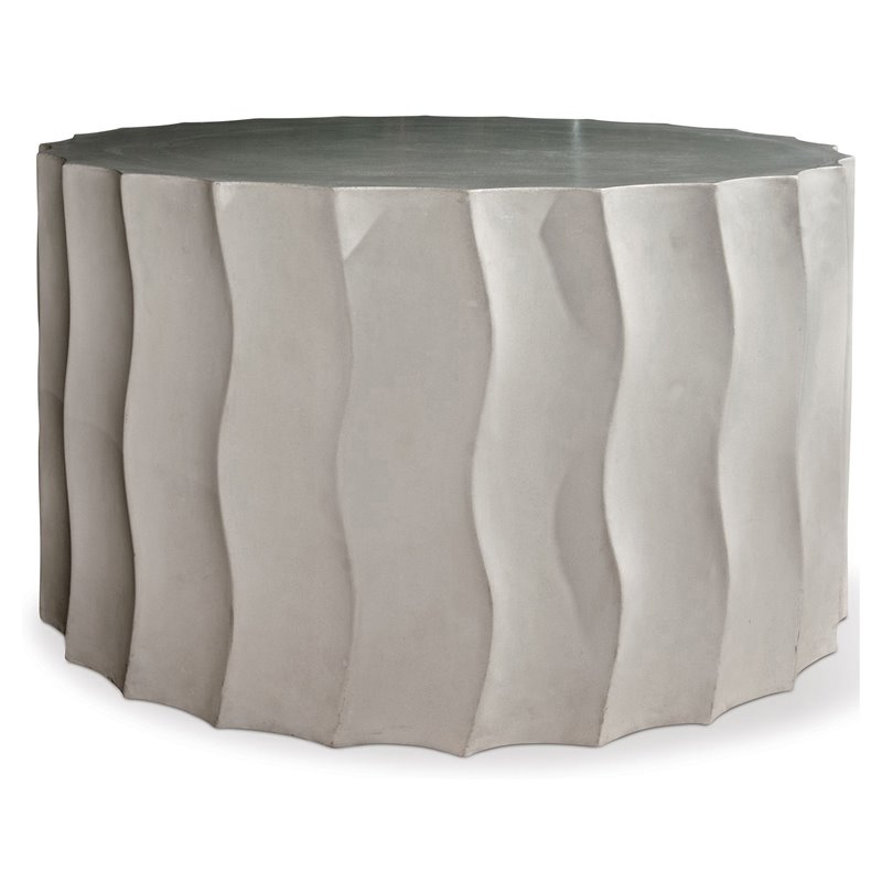 Afuera Living  Modern Concrete Wide Wave Accent Table in Slate Gray