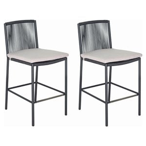 Afuera Living  Modern 27&quot Aluminum Counter Chairs in Dark Gray (Set of 2)