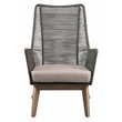 Afuera Living  Modern Wood Lounge Chair in Mixed Gray Rope
