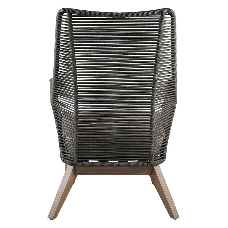Afuera Living  Modern Wood Lounge Chair in Mixed Gray Rope