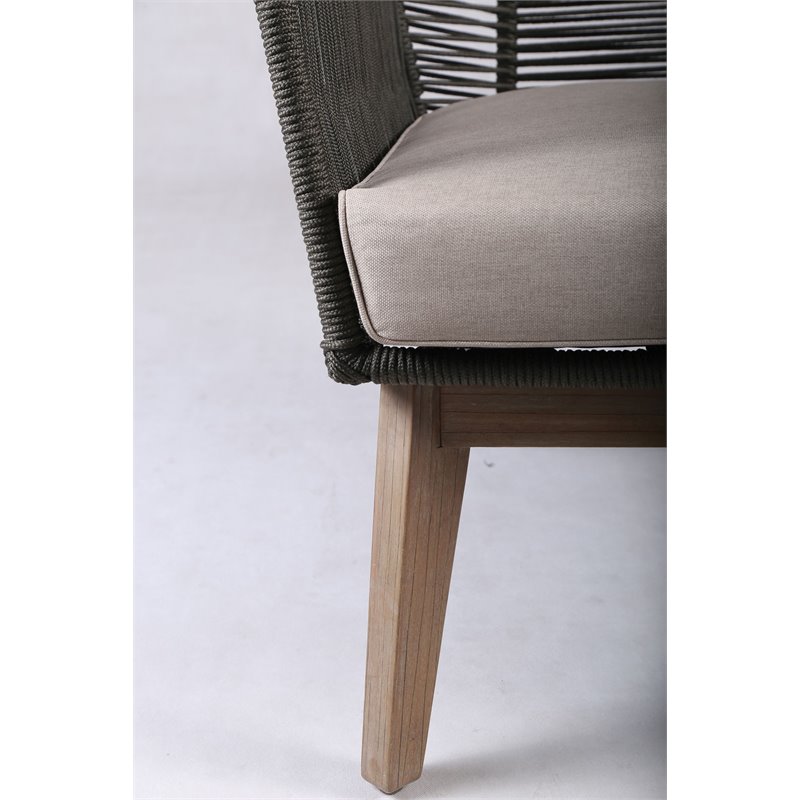 Afuera Living  Modern Wood Lounge Chair in Mixed Gray Rope