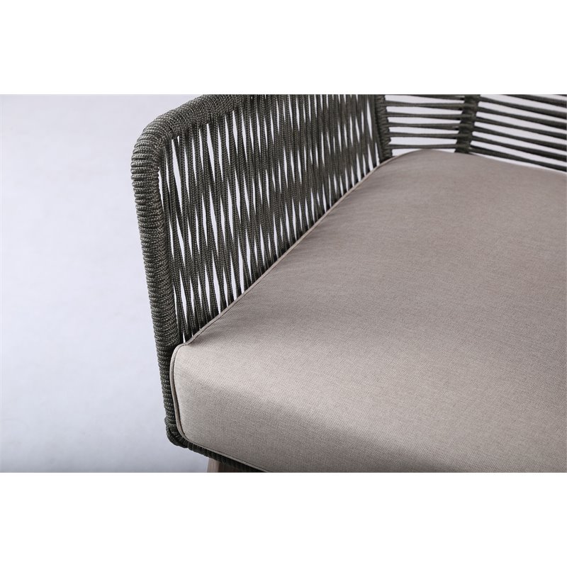 Afuera Living  Modern Wood Lounge Chair in Mixed Gray Rope
