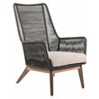 Afuera Living  Modern Wood Lounge Chair in Mixed Gray Rope