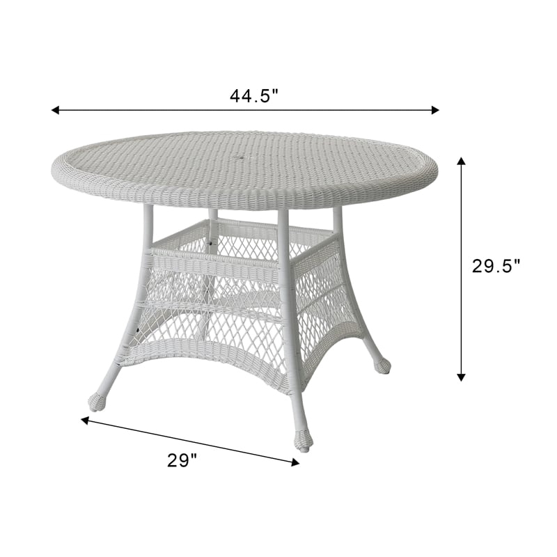 Afuera Living Traditional Wicker / Rattan Round Dining Table in White