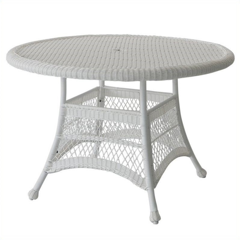 Afuera Living Traditional Wicker / Rattan Round Dining Table in White