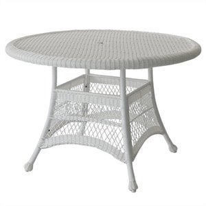 Afuera Living Traditional Wicker / Rattan Round Dining Table in White