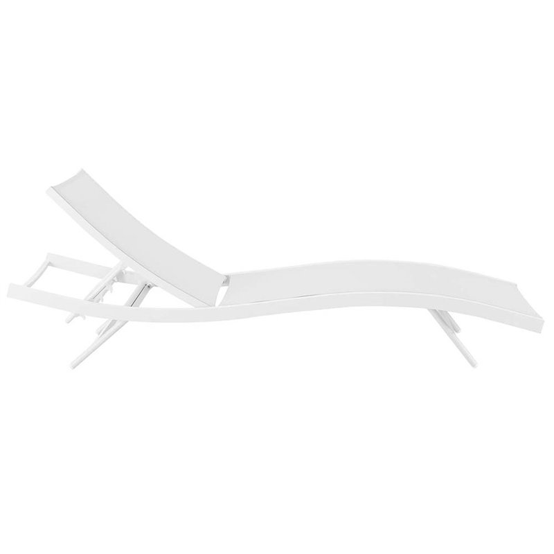 Afuera Living Contemporary Mesh Patio Chaise Lounge in White