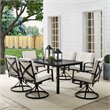 Afuera Living 7-Piece Metal/Polyester Outdoor Dining Set in Bronze/Oatmeal