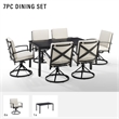 Afuera Living 7-Piece Metal/Polyester Outdoor Dining Set in Bronze/Oatmeal