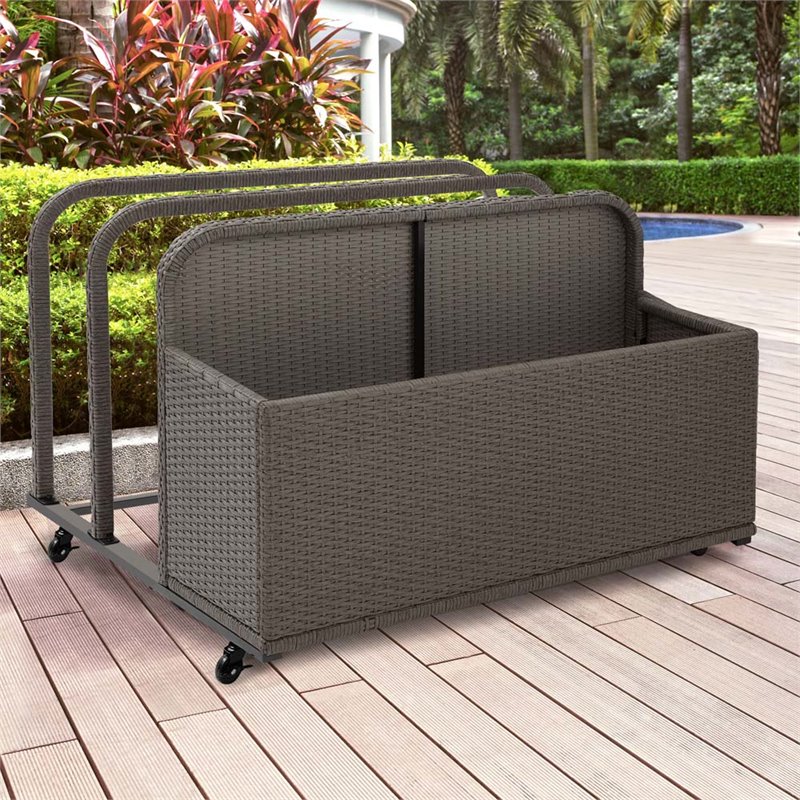 Afuera Living Contemporary Wicker Patio Float Caddy in Weathered Gray