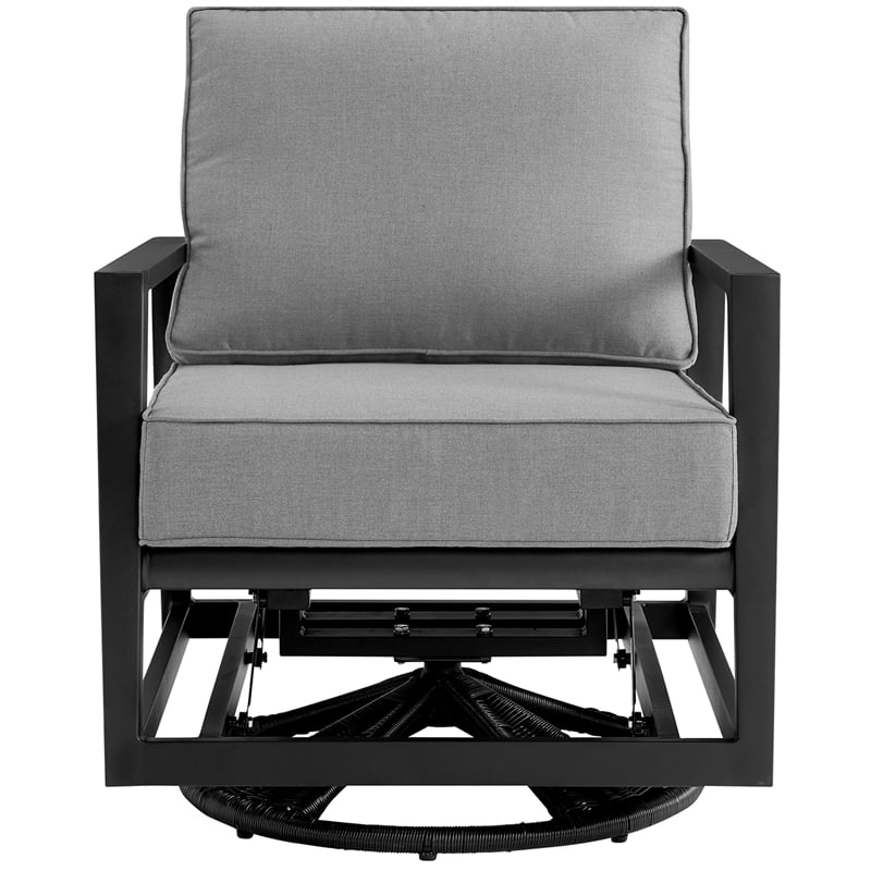 Afuera Living Black Aluminum Outdoor Swivel Glider Chair