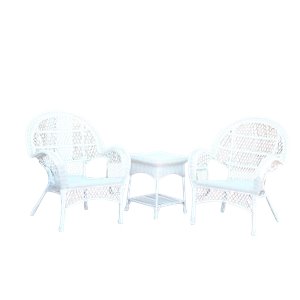 Afuera Living Contemporary 3 Piece Wicker Outdoor Garden Set in White