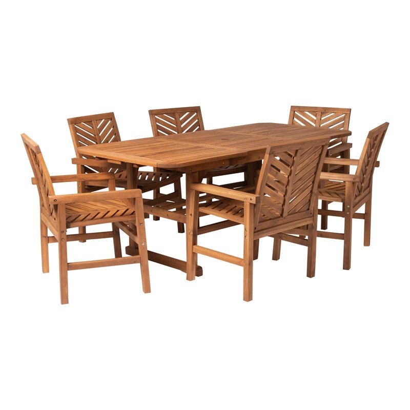Afuera Living 7-Piece Extendable Outdoor Patio Dining Set in Brown