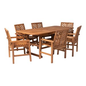 Afuera Living 7-Piece Extendable Outdoor Patio Dining Set in Brown