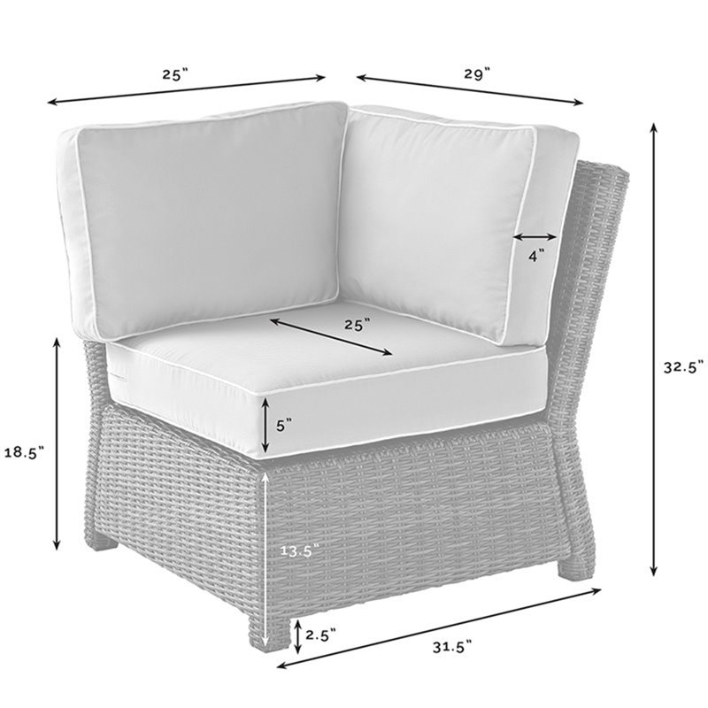 Afuera Living Modern Wicker Corner Patio Chair in Brown and Sangria