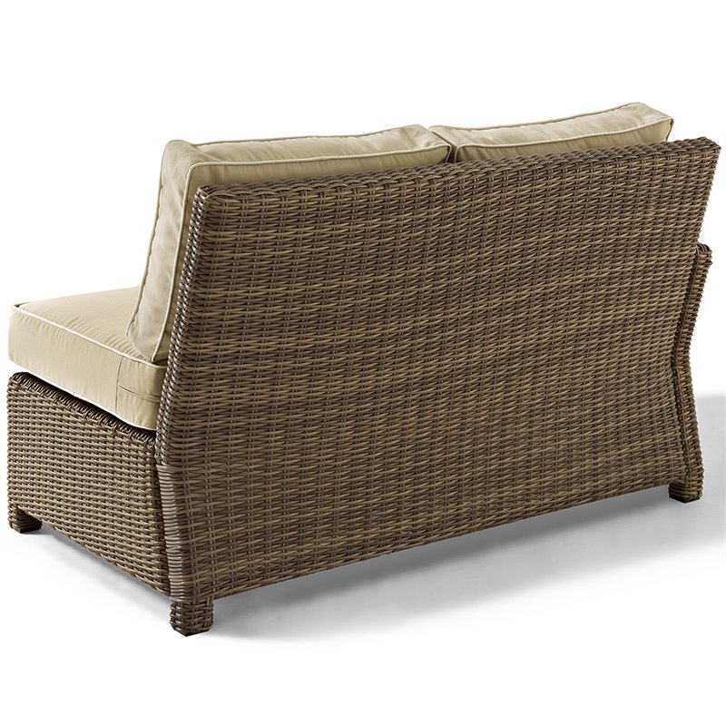 Afuera Living Modern Wicker Left Arm Patio Loveseat in Brown and Sand