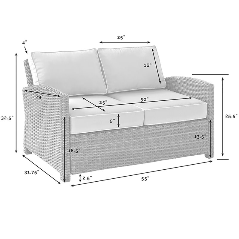 Afuera Living Modern Wicker Patio Loveseat in Brown and Navy