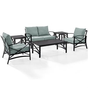 Afuera Living 6-Piece Metal/Fabric Sofa Set in Mist Green/Oil Rubbed Bronze