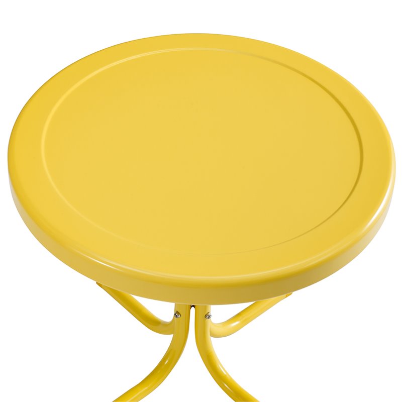 Afuera Living Modern Steel Metal Patio End Table in Bright Yellow Gloss