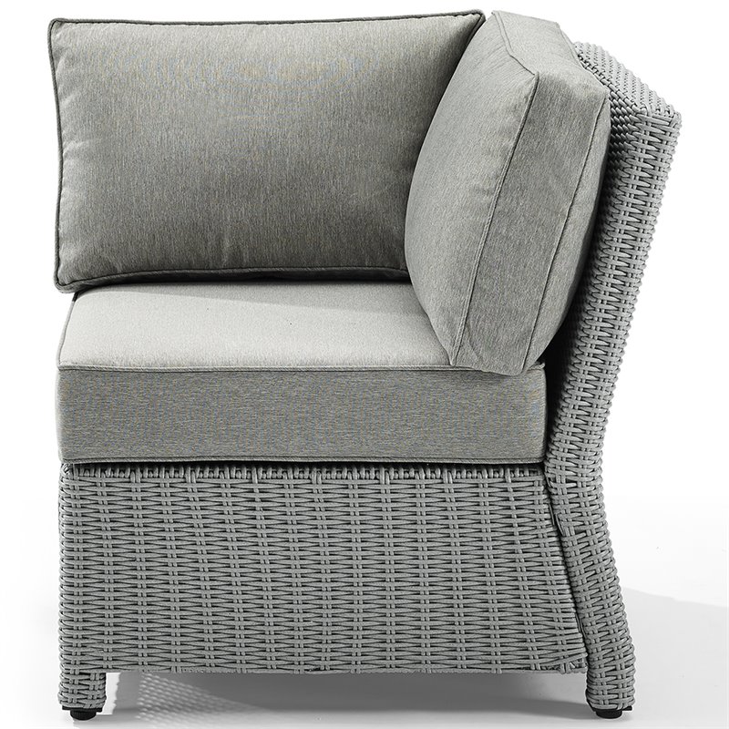 Afuera Living Transitional Wicker Patio Corner Chair in Gray
