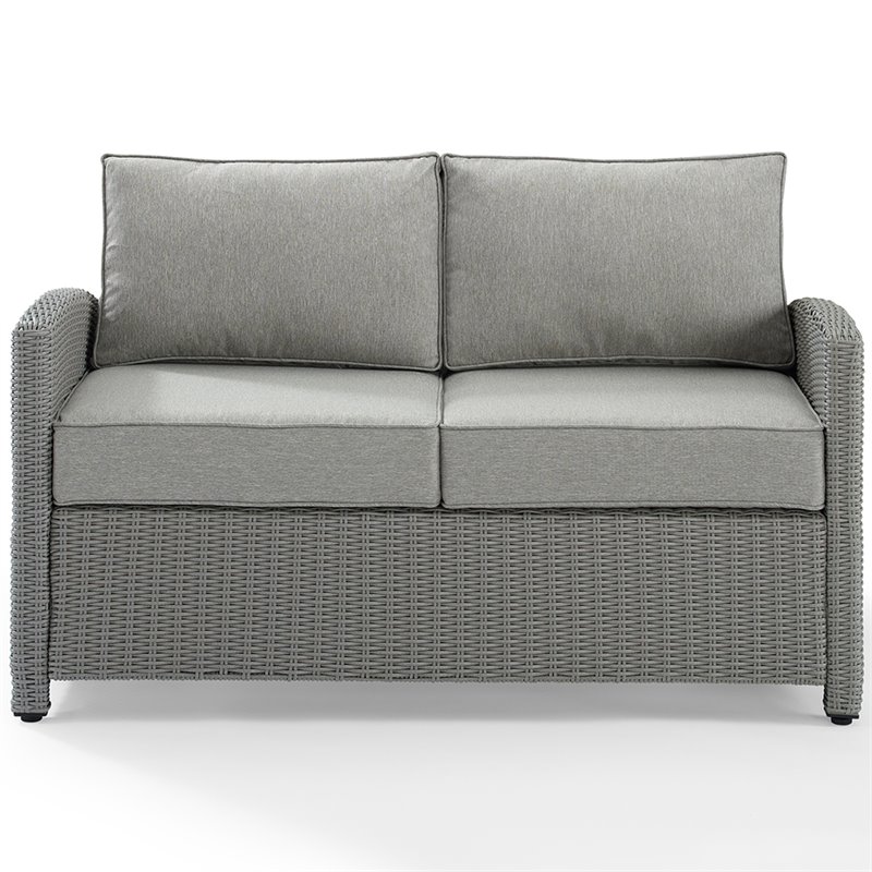 Afuera Living Transitional Wicker Patio Loveseat in Gray