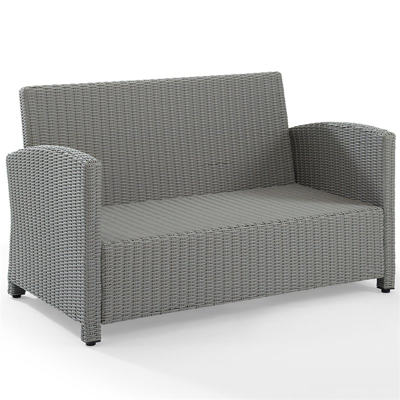 Afuera Living Transitional Wicker Patio Loveseat in Gray