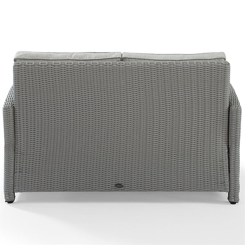 Afuera Living Transitional Wicker Patio Loveseat in Gray