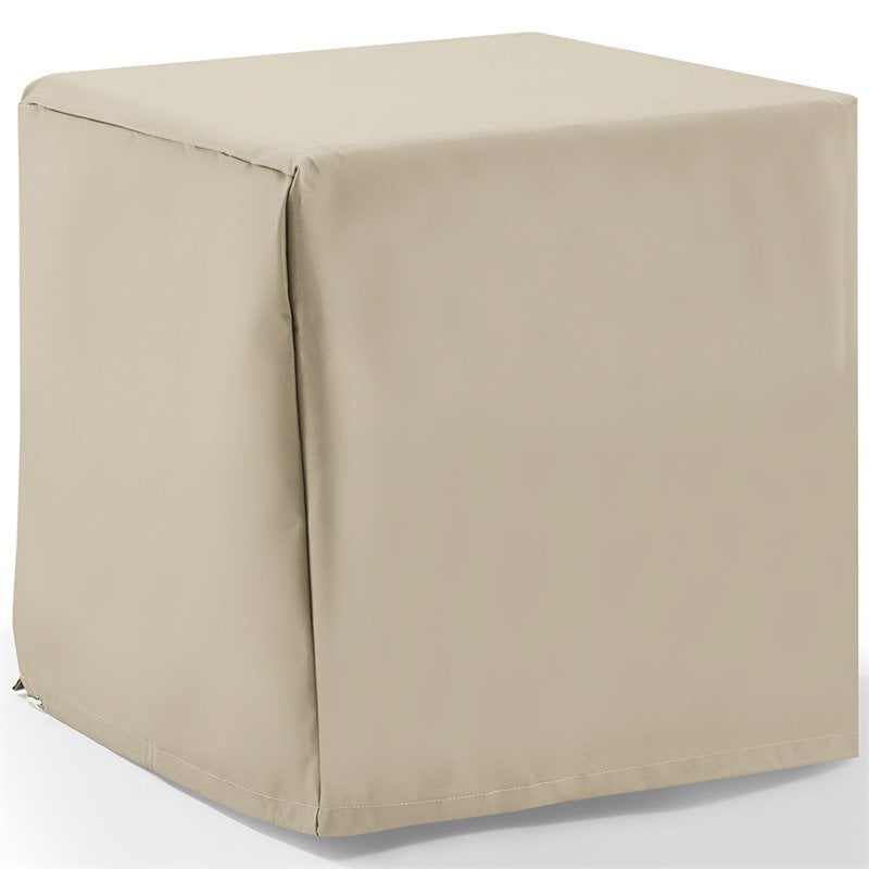 Afuera Living Vinyl Polyester Fabric Patio End Table Cover in Tan