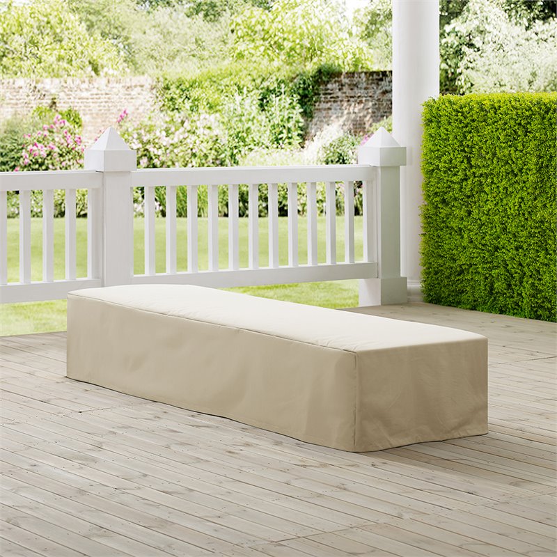 Afuera Living Vinyl Polyester Fabric Patio Chaise Lounge Cover in Tan