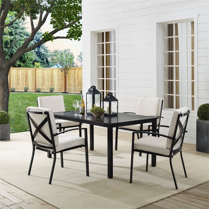 Afuera Living 5-Piece Metal/Polyester Outdoor Dining Set in Oatmeal/Bronze