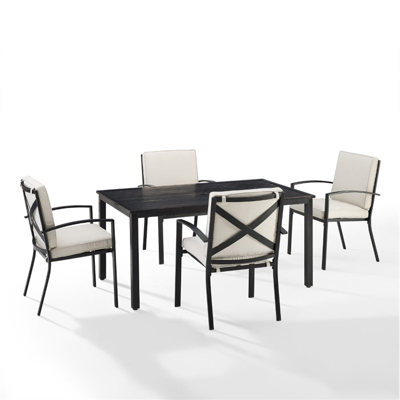 Afuera Living 5-Piece Metal/Polyester Outdoor Dining Set in Oatmeal/Bronze