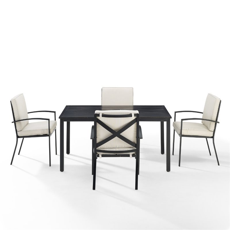 Afuera Living 5-Piece Metal/Polyester Outdoor Dining Set in Oatmeal/Bronze