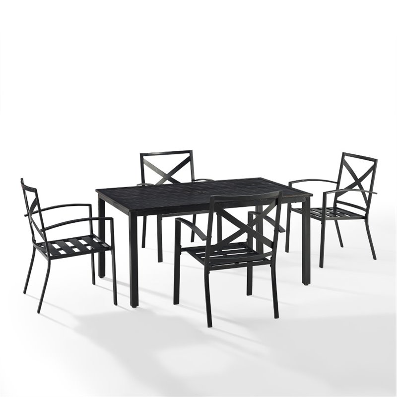 Afuera Living 5-Piece Metal/Polyester Outdoor Dining Set in Oatmeal/Bronze
