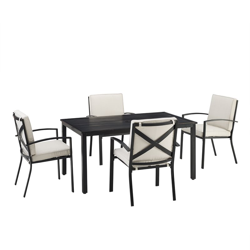Afuera Living 5-Piece Metal/Polyester Outdoor Dining Set in Oatmeal/Bronze