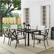 Afuera Living 7-Piece Metal/Polyester Outdoor Dining Set in Oatmeal/Bronze