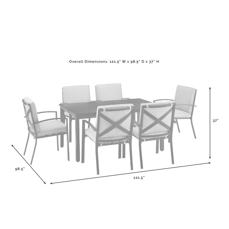 afuera living 7-piece metal/polyester outdoor dining set in oatmeal/bronze
