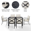 Afuera Living 7-Piece Metal/Polyester Outdoor Dining Set in Oatmeal/Bronze