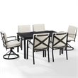 Afuera Living 7-Piece Polyester/Metal Outdoor Dining Set in Oatmeal/Bronze