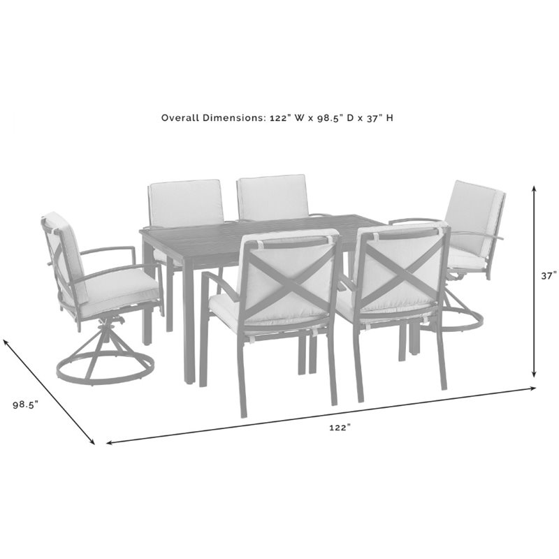 Afuera Living 7-Piece Polyester/Metal Outdoor Dining Set in Oatmeal/Bronze
